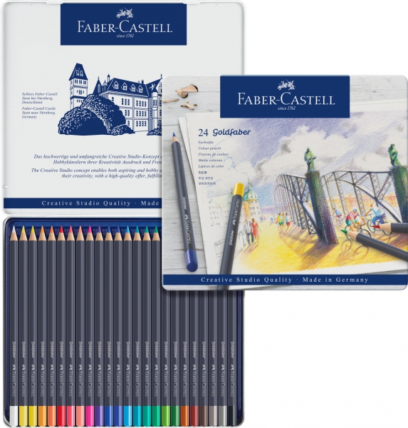 Creioane Colorate 24 Culori Goldfaber Cutie Metal Faber-Castell [3]